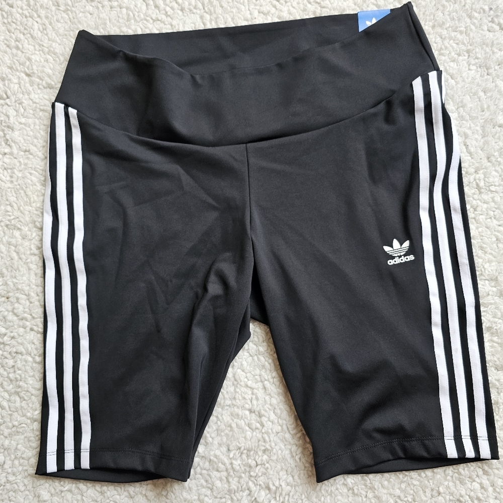 Adidas Black and White Bike Shorts with 3-Stripes